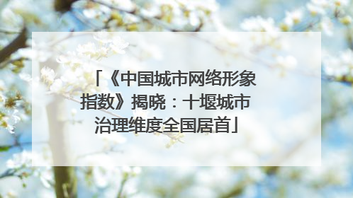 《中国城市网络形象指数》揭晓：十堰城市治理维度全国居首