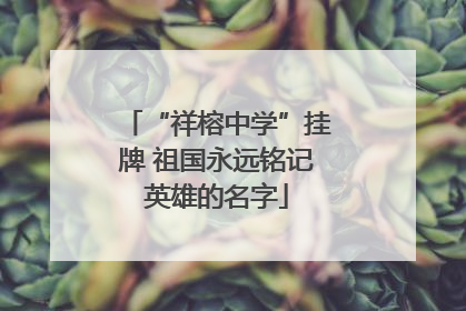 “祥榕中学”挂牌 祖国永远铭记英雄的名字