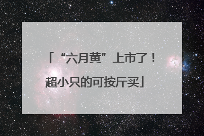 “六月黄”上市了！超小只的可按斤买