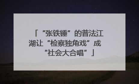 “张铁锤”的普法江湖让“检察独角戏”成“社会大合唱”