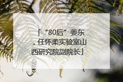 “80后”姜东，任怀柔实验室山西研究院副院长