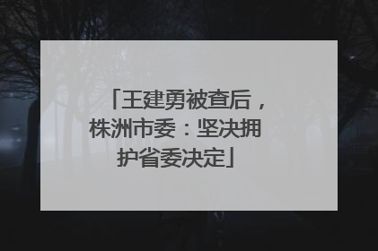 王建勇被查后，株洲市委：坚决拥护省委决定