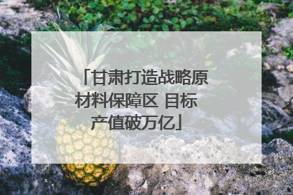 甘肃打造战略原材料保障区 目标产值破万亿