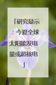 研究显示：今夏全球太阳能发电量或超核电