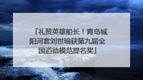 礼赞英雄船长！青岛城阳河套刘世瑜获第九届全国道德模范提名奖