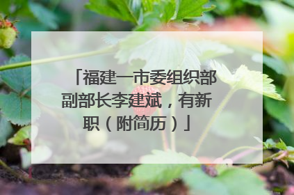 福建一市委组织部副部长李建斌，有新职（附简历）