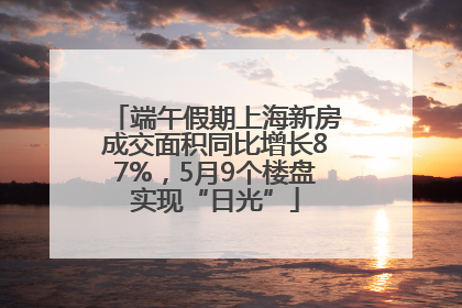 端午假期上海新房成交面积同比增长87%，5月9个楼盘实现“日光”