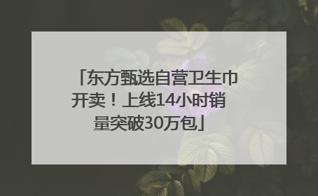 东方甄选自营卫生巾开卖！上线14小时销量突破30万包