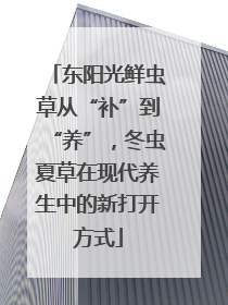 东阳光鲜虫草从“补”到“养”，冬虫夏草在现代养生中的新打开方式