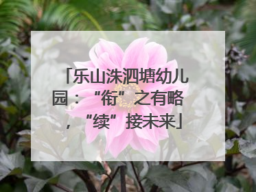 乐山洙泗塘幼儿园：“衔”之有略，“续”接未来