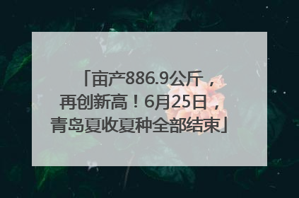 亩产886.9公斤，再创新高！6月25日，青岛夏收夏种全部结束