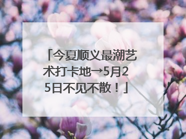 今夏顺义最潮艺术打卡地→5月25日不见不散！