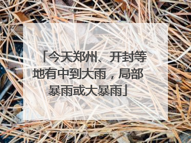 今天郑州、开封等地有中到大雨，局部暴雨或大暴雨