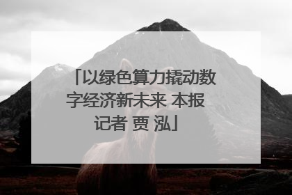 以绿色算力撬动数字经济新未来 本报记者 贾 泓