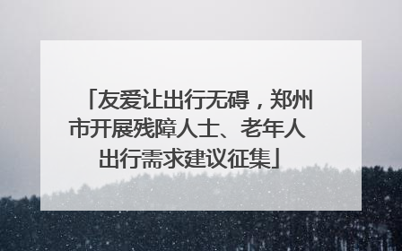 友爱让出行无碍，郑州市开展残障人士、老年人出行需求建议征集
