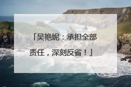吴艳妮：承担全部责任，深刻反省！