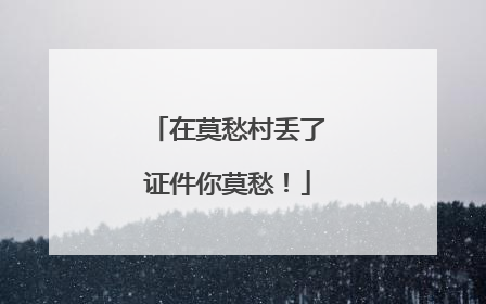 在莫愁村丢了证件你莫愁！