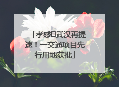 孝感⇋武汉再提速！一交通项目先行用地获批