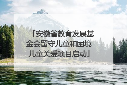 安徽省教育发展基金会留守儿童和困境儿童关爱项目启动