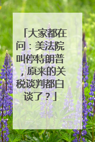 大家都在问：美法院叫停特朗普，原来的关税谈判都白谈了？