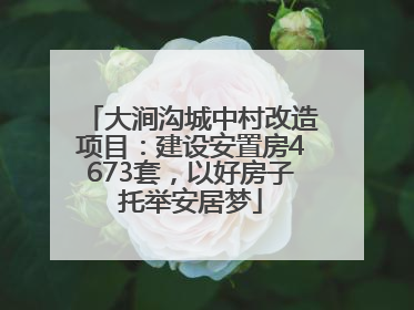 大涧沟城中村改造项目：建设安置房4673套，以好房子托举安居梦