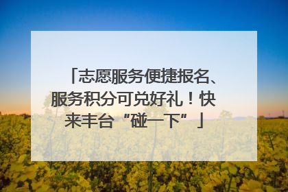 志愿服务便捷报名、服务积分可兑好礼！快来丰台“碰一下”