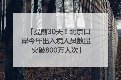 提前30天！北京口岸今年出入境人员数量突破800万人次