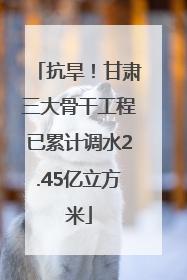 抗旱！甘肃三大骨干工程已累计调水2.45亿立方米
