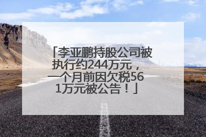 李亚鹏持股公司被执行约244万元，一个月前因欠税561万元被公告！