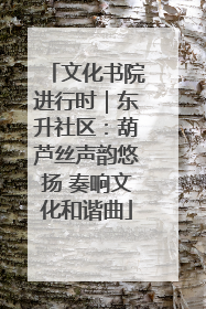 文化书院进行时｜东升社区：葫芦丝声韵悠扬 奏响文化和谐曲