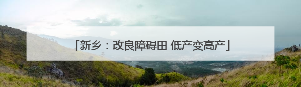 新乡：改良障碍田 低产变高产