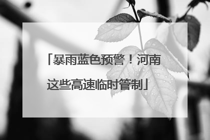 暴雨蓝色预警！河南这些高速临时管制