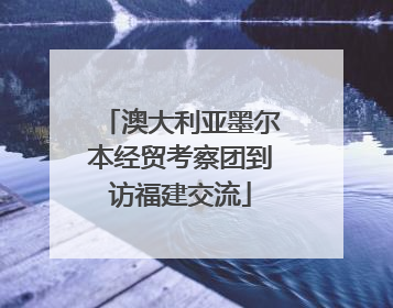 澳大利亚墨尔本经贸考察团到访福建交流