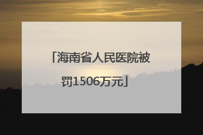 海南省人民医院被罚1506万元