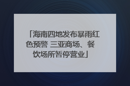 海南四地发布暴雨红色预警 三亚商场、餐饮场所暂停营业