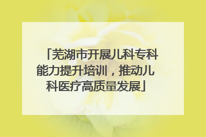 芜湖市开展儿科专科能力提升培训，推动儿科医疗高质量发展