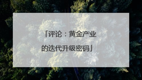 评论：黄金产业的迭代升级密码