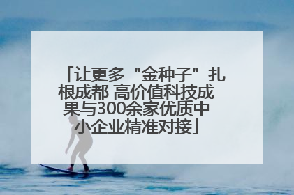让更多“金种子”扎根成都 高价值科技成果与300余家优质中小企业精准对接