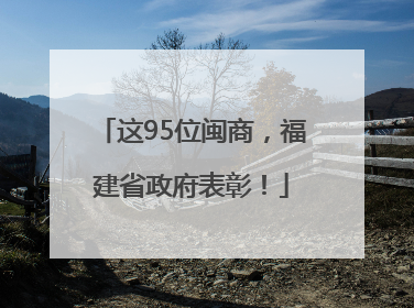 这95位闽商，福建省政府表彰！