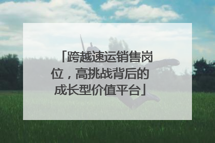 跨越速运销售岗位，高挑战背后的成长型价值平台