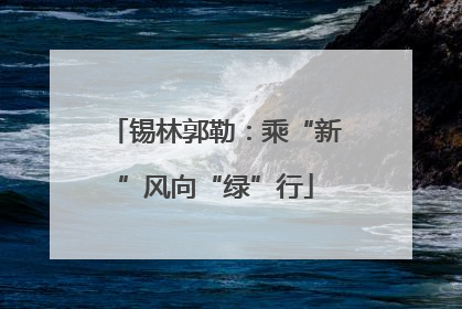 锡林郭勒：乘“新”风向“绿”行