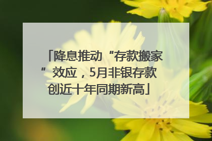 降息推动“存款搬家”效应，5月非银存款创近十年同期新高