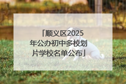 顺义区2025年公办初中多校划片学校名单公布