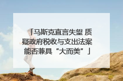 马斯克直言失望 质疑政府税收与支出法案能否兼具“大而美”