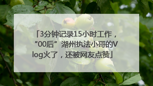 3分钟记录15小时工作，“00后”湖州执法小哥的Vlog火了，还被网友点赞